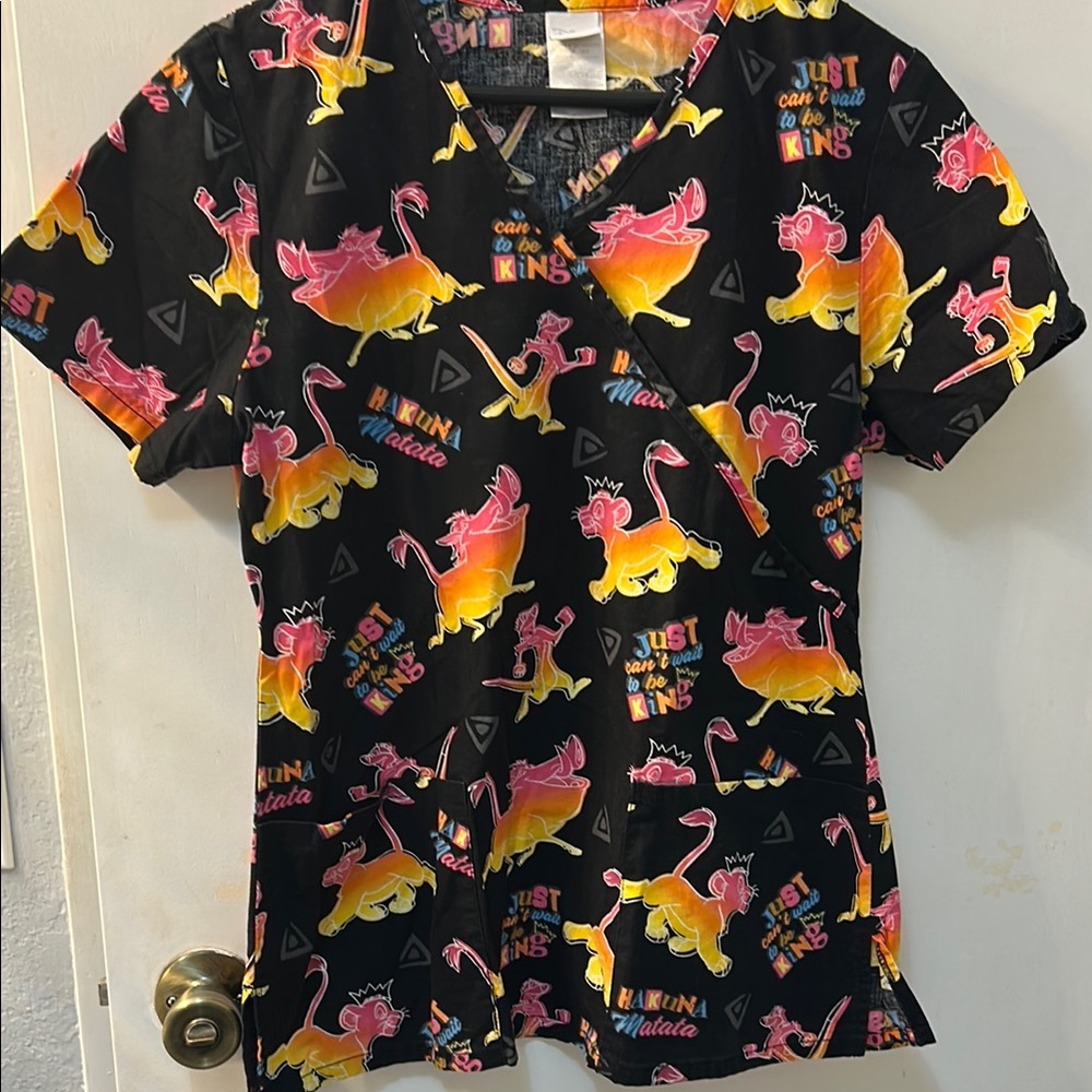 Disney Lion King Scrub Top, Sz S
